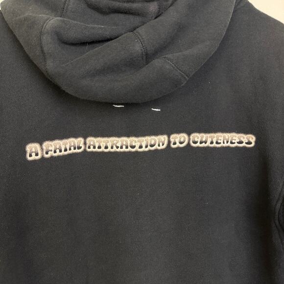 Harajuku Lovers Hoodie Womens XL Black Cut Off Short Sleeve Graphic Double Sided - Picture 8 of 12